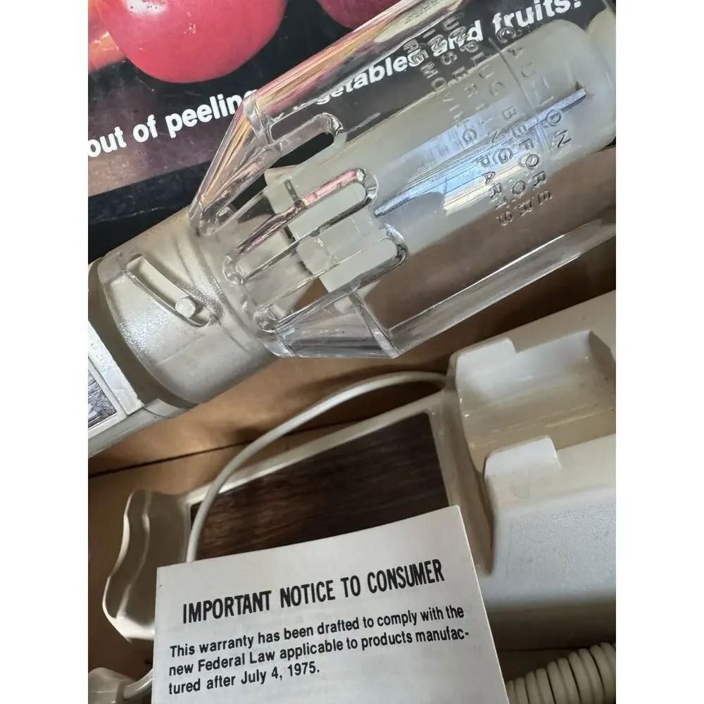 Vintage 1970's GE Peeling Wand Electric Peeler Original Box, Manual